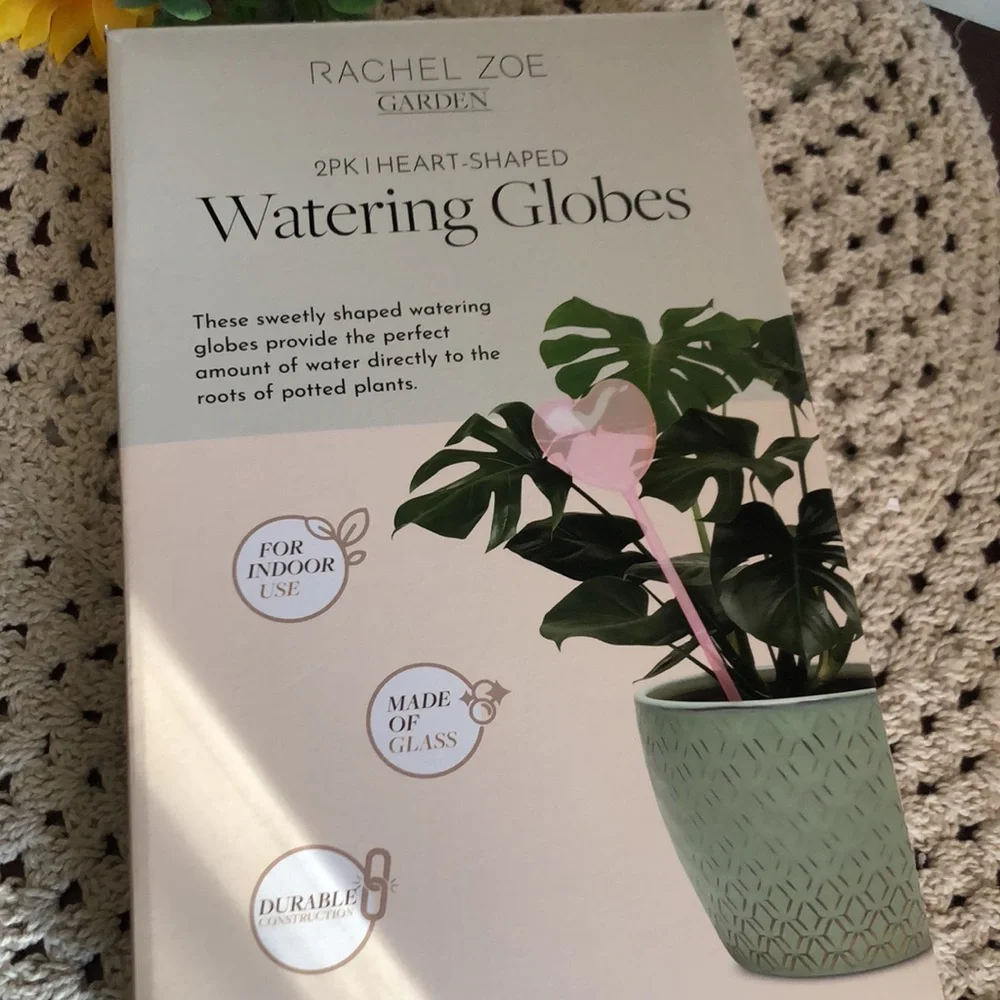 Rachel Zoe Pink Heart-Shaped Glass Watering Globes for Plants- Set of 2